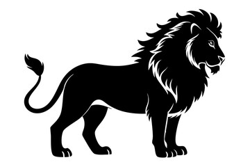 lion silhouette line art vector illustration with a white background