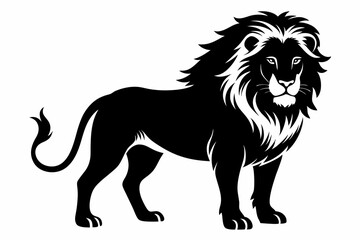 lion silhouette line art vector illustration with a white background