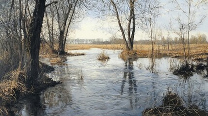 Flooded Brenta, Italy. Trees.