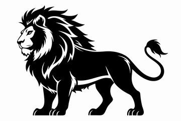 lion silhouette line art vector illustration with a white background