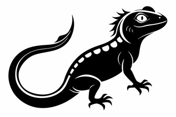lizard silhouette line art vector illustration with a white background
