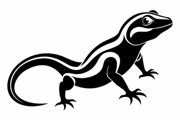 Naklejka premium lizard silhouette line art vector illustration with a white background