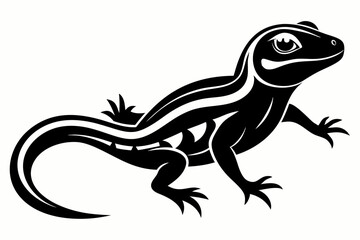 lizard silhouette line art vector illustration with a white background