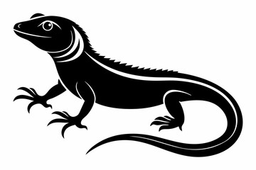 lizard silhouette line art vector illustration with a white background