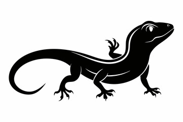 lizard silhouette line art vector illustration with a white background
