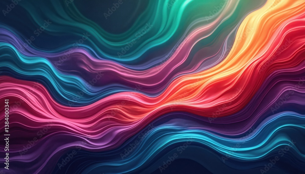 Aufkleber Abstract colorful background design. Smooth flowing waves create dynamic movement. Rich colors, vibrant gradients. Artistic, creative artwork for web design, graphic design, wallpaper, cover, poster,