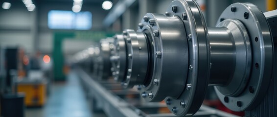 Sleek heavy machinery showcased in a minimalist style with sharp steel details, ideal for trade events or tech ads.