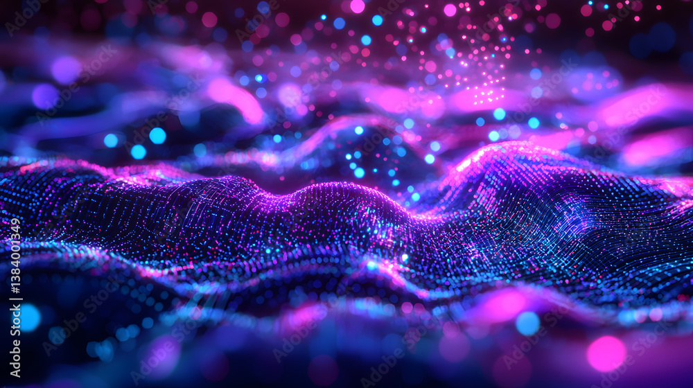 Poster exploring quantum computing through multidimensional data visualization digital realm abstract art v