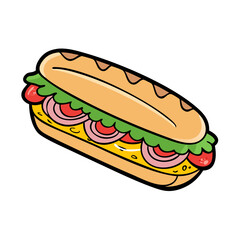 submarine sandwich vector art, submarine sandwich icon, food vector illustration