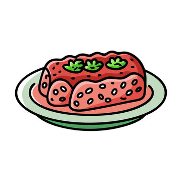 red meatloaf on green plate clip art preview