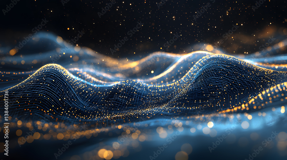 Poster exploring quantum computing through multidimensional data visualization digital realm abstract art a