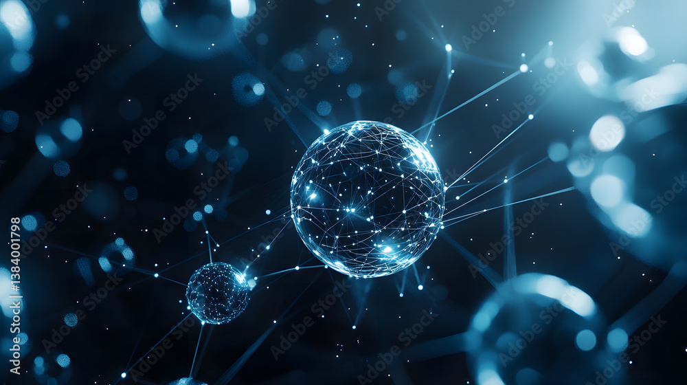 Poster exploring quantum computing and multidimensional data visualization digital realm infographic tech e