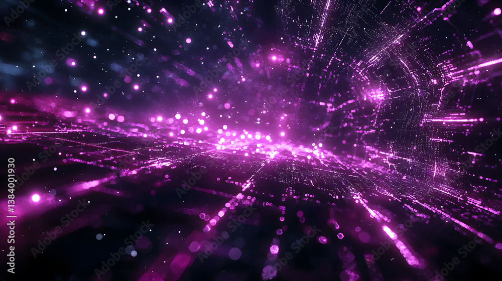 Poster exploring quantum computing and multidimensional data visualization in a digital realm abstract art 