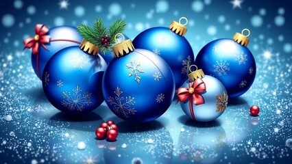 Blue Christmas Balls with Decorations