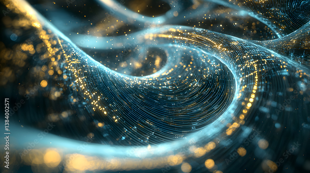 Poster quantum computing and multidimensional data visualization digital realm abstract art futuristic tech