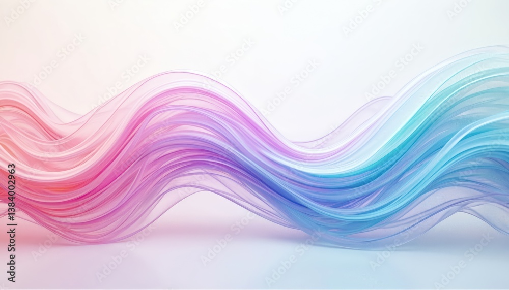 Poster abstract illustration of a neon wave shape on white background. holographic 3d gradient with blue, p