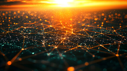 Sustainable technology integration digital network visualization tech environment futuristic viewpoint green innovation