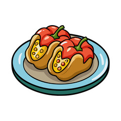 stuffed peppers vector art, stuffed peppers icon, food vector illustration