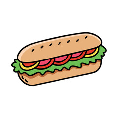 submarine sandwich vector art, submarine sandwich icon, food vector illustration