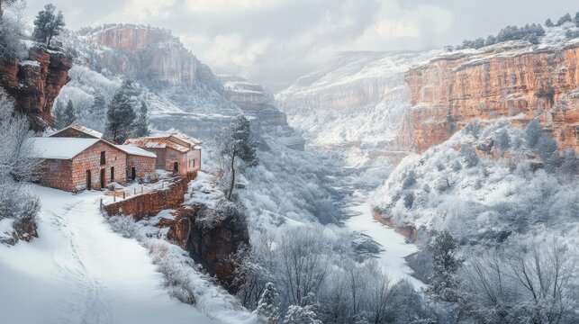 Gudar Mountains, Aragon, Spain: Winter scenery.