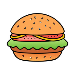 veggie burger vector art, veggie burger icon, food vector illustration