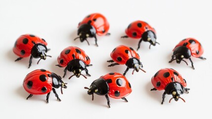 Obraz premium White with toy ladybugs.