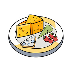cheese platter vector art, cheese platter icon, food vector illustration