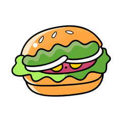 veggie burger vector art, veggie burger icon, food vector illustration