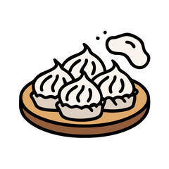 steamed dumplings vector art, steamed dumplings icon, food vector illustration