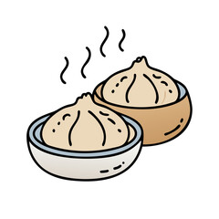 steamed dumplings vector art, steamed dumplings icon, food vector illustration