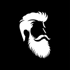 bearded man side view white silhouette	
