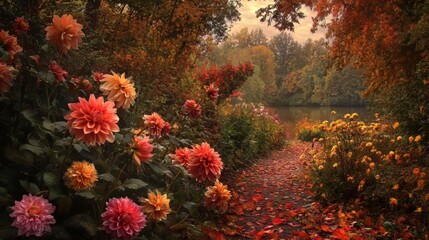 Autumn dahlias bloom beautifully.