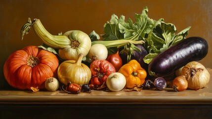 Close autumn vegetable still life.