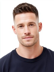 Obraz premium Caucasian man in his 30s with short crew cut and casual smile