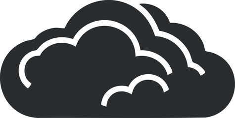 Monochrome cloud icon illustration representing weather or forecast symbol in simple vector design.