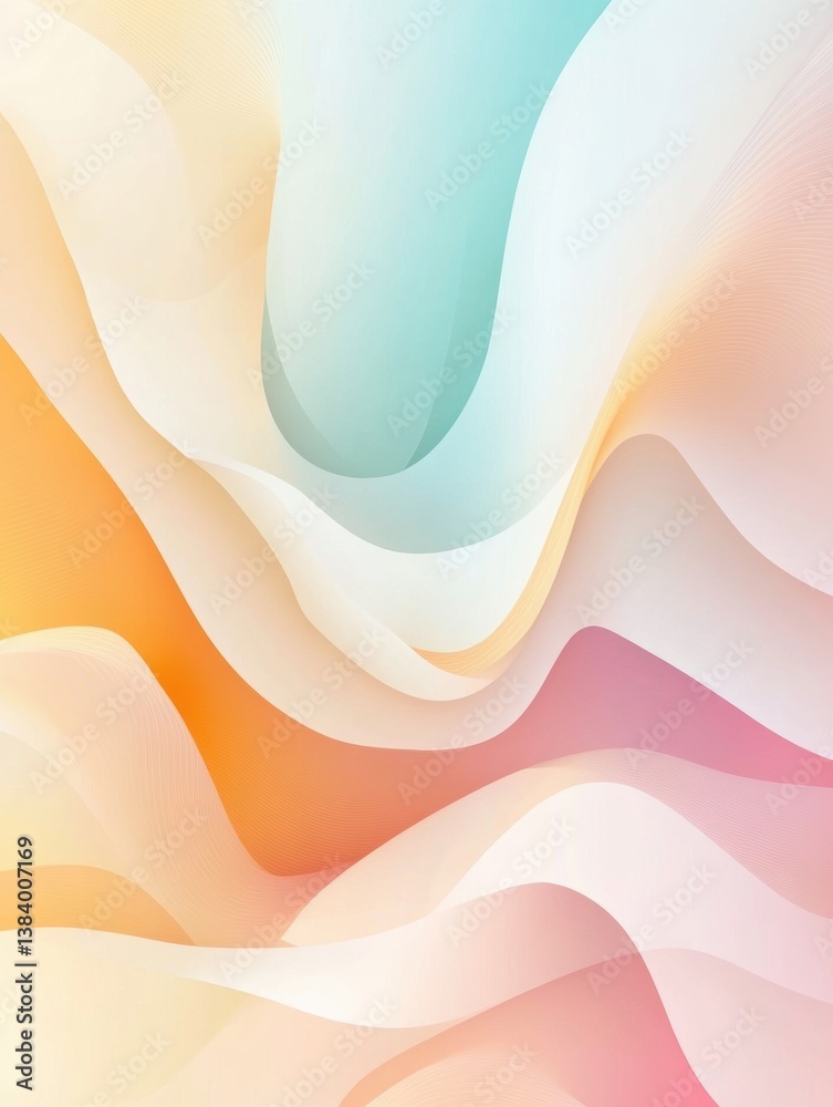 Aufkleber Modern abstract background featuring layered gradient forms and soft pastel tones with a fluid minimalistic aesthetic that evokes tranquility