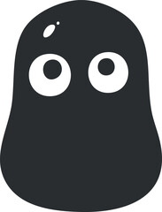 Obraz premium Cute black and white cartoon blob character with large eyes and minimalist design.