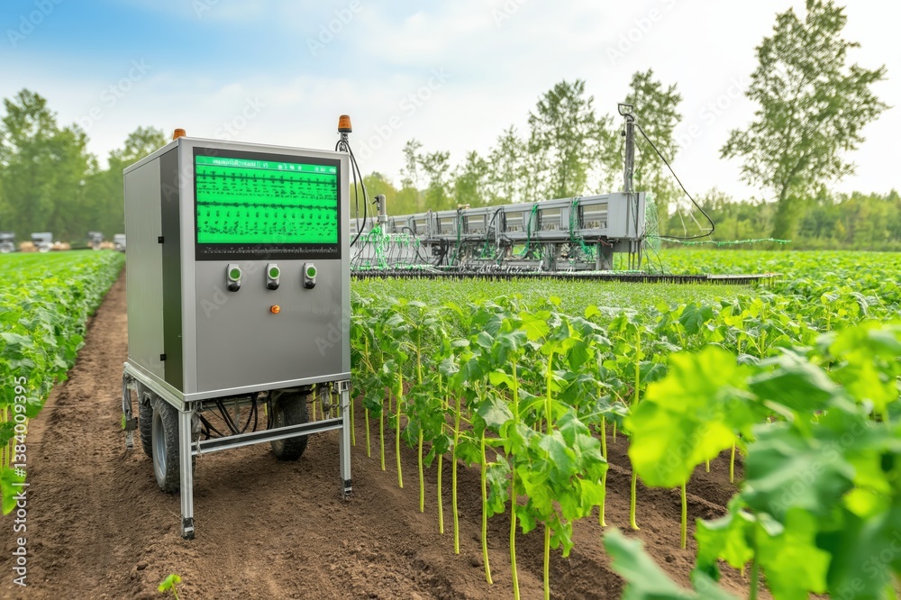 Wall mural automated machines enhancing smart agriculture with precision farming techniques in advanced farmlan