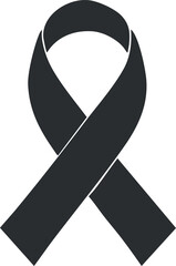 Black awareness ribbon symbolizing support, mourning, and solidarity for various causes and campaigns.