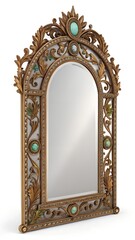 Decorative vintage mirror with intricate floral design  