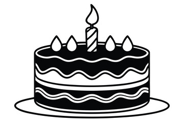 Birthday cake vector silhouette, birthday cake icon Celebration and Dessert.