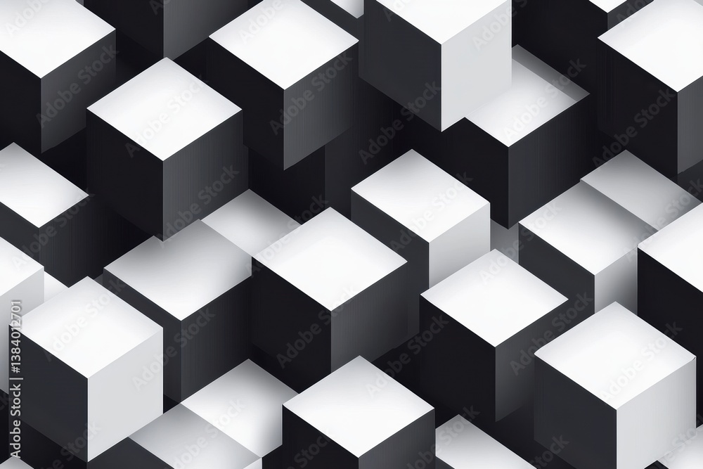 Poster Modern isometric cube pattern with structured spacing and minimalistic design creating a futuristic visual effect