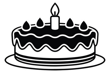 Birthday cake vector silhouette, birthday cake icon Celebration and Dessert.