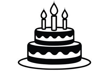 Birthday cake vector silhouette, birthday cake icon Celebration and Dessert.
