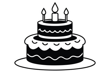 Birthday cake vector silhouette, birthday cake icon Celebration and Dessert.