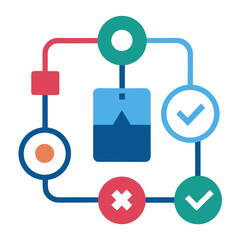 Obraz premium Process Flowchart with Decision Points and Checks