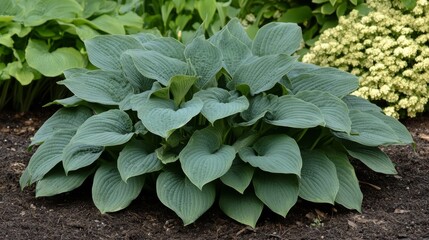 Shady garden hosta plant.