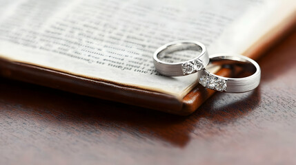 Wedding Rings On Open Bible