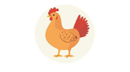 Chicken on Circle Template Vector Illustration Isolated on White Background
