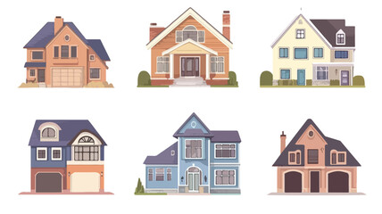 Different Styles of Houses vector illustration isolated on white background